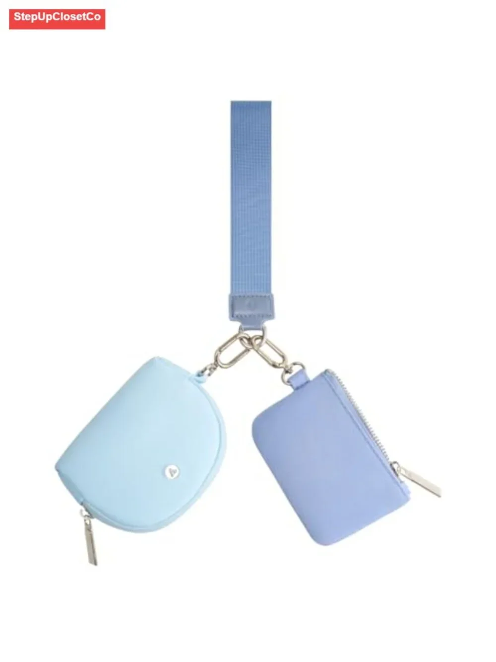 Keychain Wallet Wristlet for Women Mini Zip Dual Pouch Coin Purse with Nylon